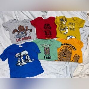 LOT of 6, 24 Months Star Wars Baby Bodysuits Short Sleeve Snap Crotch